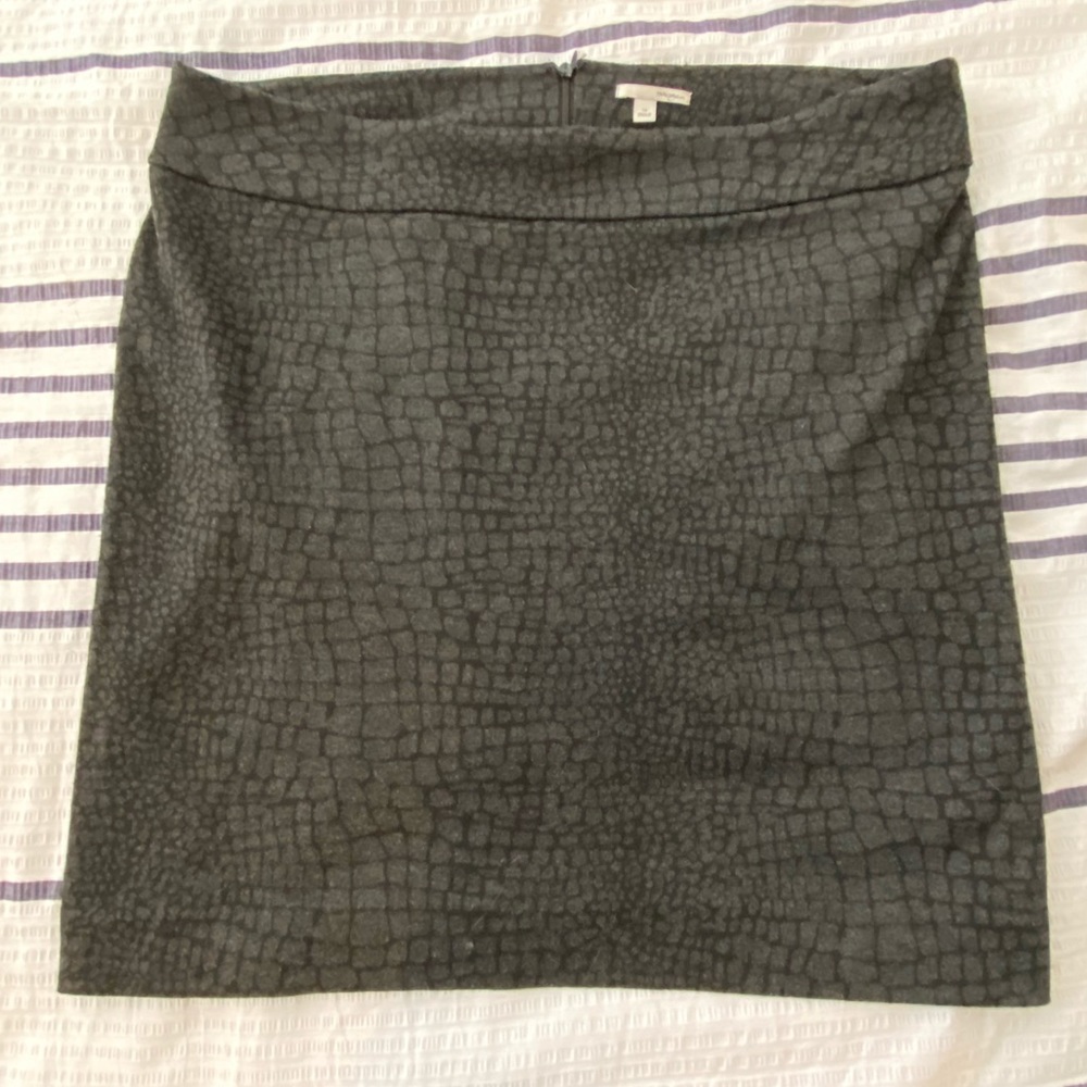 Dark Grey Cotton Knee Length Skirt